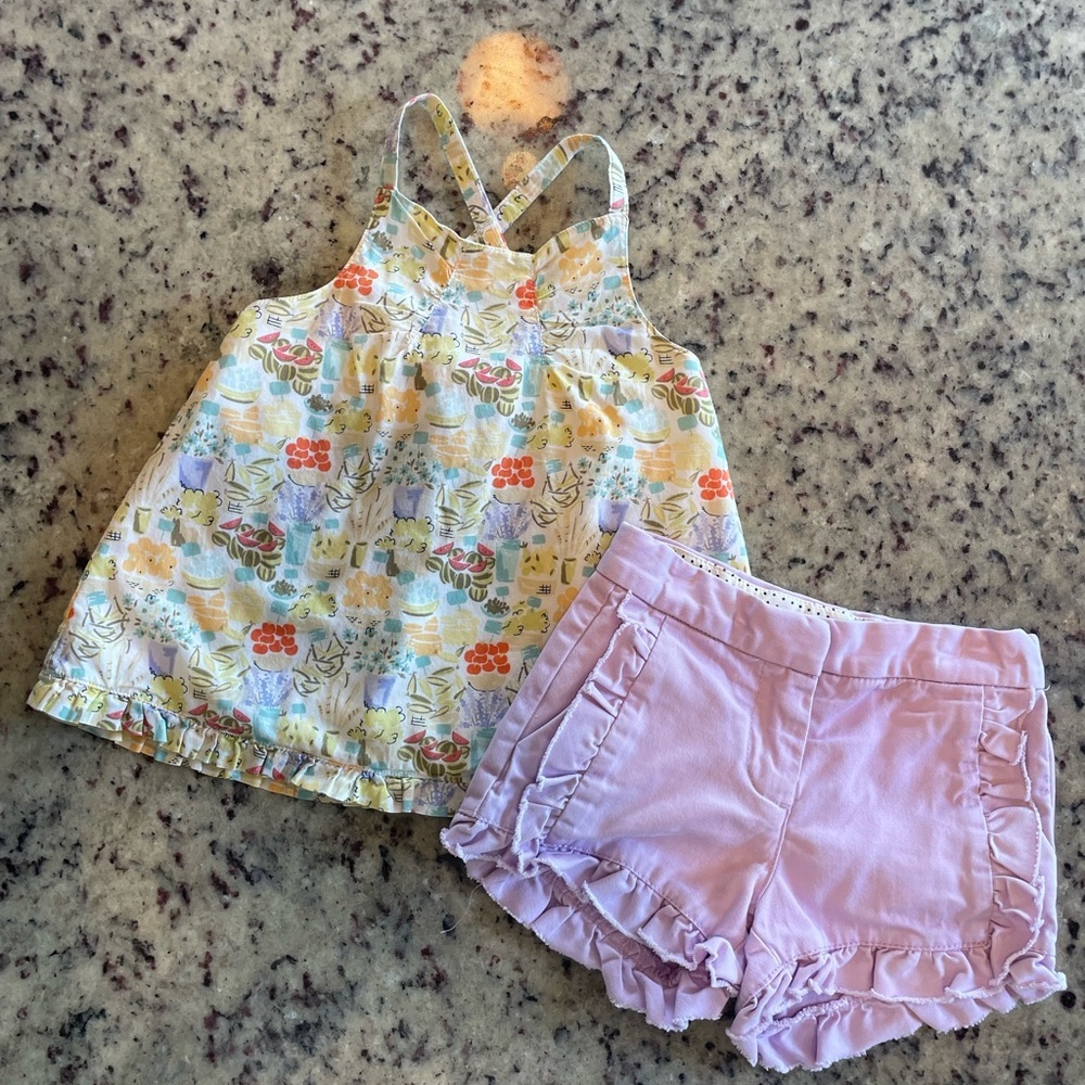 Crewcuts girls Lavender shorts and babydoll tank size 2T
